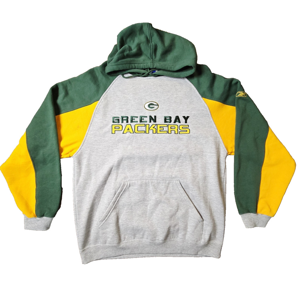 Green Bay Packers Hoodie Mens Gray/Green Sweatshirt Pullover Size M